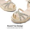 image:imageDREAM PAIRS Girls Wedge Sandals Flatform Open Toe Summer Platform Sandals Flower Wedding Party for Little KidBig KidAll Gold