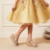 image:imageDREAM PAIRS Girls Wedge Sandals Flatform Open Toe Summer Platform Sandals Flower Wedding Party for Little KidBig KidAll Gold
