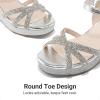 image:imageDREAM PAIRS Girls Wedge Sandals Flatform Open Toe Summer Platform Sandals Flower Wedding Party for Little KidBig KidAll Silver