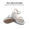 image:imageDREAM PAIRS Girls Wedge Sandals Flatform Open Toe Summer Platform Sandals Flower Wedding Party for Little KidBig KidAll Silver