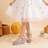 image:imageDREAM PAIRS Girls Wedge Sandals Flatform Open Toe Summer Platform Sandals Flower Wedding Party for Little KidBig KidAll Silver