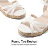 image:imageDREAM PAIRS Girls Wedge Sandals Flatform Open Toe Summer Platform Sandals Flower Wedding Party for Little KidBig KidAll White