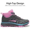 image:imageDREAM PAIRS Kids Shoes Hiking Boots Boys Girls HighTop Shoes Outdoors DuraPlay LaceUp Lightweight Hiking SneakersGrayPinkLight Blue