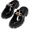 image:imageDREAM PAIRS Mules for Women Slip On Shoes Platform Thick Comfortable Womens Chunky Flat Slides Slippers LoafersBlackpat