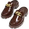 image:imageDREAM PAIRS Mules for Women Slip On Shoes Platform Thick Comfortable Womens Chunky Flat Slides Slippers LoafersBrownpat