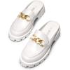 image:imageDREAM PAIRS Mules for Women Slip On Shoes Platform Thick Comfortable Womens Chunky Flat Slides Slippers LoafersWhite