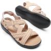 image:imageDREAM PAIRS Womens Arch Support Sandals Comfortable Open Toe Dress Flats Walking Sandals For SummerNude