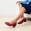 image:imageDREAM PAIRS Womens Chunky Closed Toe Dress Low Block Heels Comfortable Slip On Work Pumps Wedding Casual ShoesRed