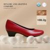 image:imageDREAM PAIRS Womens Chunky Closed Toe Dress Low Block Heels Comfortable Slip On Work Pumps Wedding Casual ShoesRed