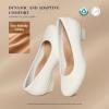 image:imageDREAM PAIRS Womens Chunky Closed Toe Dress Low Block Heels Comfortable Slip On Work Pumps Wedding Casual ShoesWhite