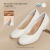 image:imageDREAM PAIRS Womens Chunky Closed Toe Dress Low Block Heels Comfortable Slip On Work Pumps Wedding Casual ShoesWhite