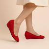 image:imageDREAM PAIRS Womens Debbie Mid Wedge Heel Pump ShoesRedSuede