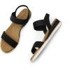 image:imageDREAM PAIRS Womens Espadrilles Ankle Stretch Elastic Strap Open Toe Comfortable Wedges Flats Spring Dressy Sandals Shoes 2026 for WomenBlacksuede