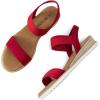 image:imageDREAM PAIRS Womens Espadrilles Ankle Stretch Elastic Strap Open Toe Comfortable Wedges Flats Spring Dressy Sandals Shoes 2026 for WomenRed