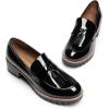 image:imageDREAM PAIRS Womens Loafers Slip On Platform Chunky Penny Heeled Lug Sole Loafers for Women Dressy and Work Business Casual Shoes for WomenBlackpat
