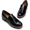image:imageDREAM PAIRS Womens Loafers Slip On Platform Chunky Penny Heeled Lug Sole Loafers for Women Dressy and Work Business Casual Shoes for WomenBlackpu