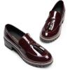 image:imageDREAM PAIRS Womens Loafers Slip On Platform Chunky Penny Heeled Lug Sole Loafers for Women Dressy and Work Business Casual Shoes for WomenBurgundypat