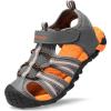 image:imageDREAM PAIRS Boys Girls Outdoor Summer Sport Athletic Sandals for ToddlerLittleBig KidDarkGreyOrange