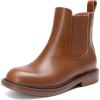image:imageDREAM PAIRS Girls Ankle Boots with Side Zipper Chelsea Booties Low Heels Girl Fashion Shoes for ToddlerLittle KidBig KidTan