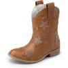 image:imageDREAM PAIRS Girls Cowgirl Boots Mid Calf Glitter Cowboy Western Boots Toddler Girls Star Riding ShoesCamel