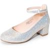 image:imageDREAM PAIRS Girls Dress Shoes Chunky High Heels Ankle Strap Party Wedding Princess Pump for Little Big KidSilver