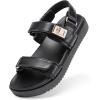 image:imageDREAM PAIRS Girls Sandals Casual Open Toe Two Adjustable Strapped Sandals with Hook and Loop for Little KidBig KidBlack