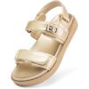 image:imageDREAM PAIRS Girls Sandals Casual Open Toe Two Adjustable Strapped Sandals with Hook and Loop for Little KidBig KidGold