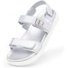 image:imageDREAM PAIRS Girls Sandals Casual Open Toe Two Adjustable Strapped Sandals with Hook and Loop for Little KidBig KidSliver