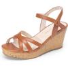 image:imageDREAM PAIRS Girls Wedge Sandals Flatform Open Toe Summer Platform Sandals Flower Wedding Party for Little KidBig KidBrown