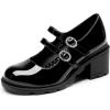 image:imageDREAM PAIRS Mary Jane Shoes for Girls Platform School Uniform Party Chunky Dress Heel Double Straps Flats for Little Big KidBlack