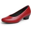 image:imageDREAM PAIRS Womens Chunky Closed Toe Dress Low Block Heels Comfortable Slip On Work Pumps Wedding Casual ShoesRed