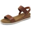 image:imageDREAM PAIRS Womens Espadrilles Ankle Stretch Elastic Strap Open Toe Comfortable Wedges Flats Spring Dressy Sandals Shoes 2026 for WomenBrown