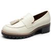 image:imageDREAM PAIRS Womens Loafers Slip On Platform Chunky Penny Heeled Lug Sole Loafers for Women Dressy and Work Business Casual Shoes for WomenBeigepu