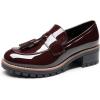 image:imageDREAM PAIRS Womens Loafers Slip On Platform Chunky Penny Heeled Lug Sole Loafers for Women Dressy and Work Business Casual Shoes for WomenBurgundypat