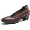 image:imageDREAM PAIRS Womens Low Chunky Heels Comfortable Block Work Pumps Closed Round Toe Dress Shoes for Office BusinessBrown
