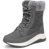 image:imageDREAM PAIRS Womens Winter Snow Boots Waterproof Lightweight Warm Faux Fur Lined Insulated Outdoor Ladies MidCalf BootiesGrey
