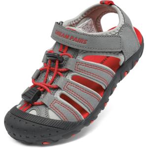 image:imageDREAM PAIRS Boys Girls ClosedToe Outdoor Summer Sport Sandals for ToddlerLittleBig KidGreyLightGreyRed