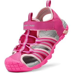 image:imageDREAM PAIRS Boys Girls Outdoor Summer Sport Athletic Sandals for ToddlerLittleBig KidFuchsiaShellPink
