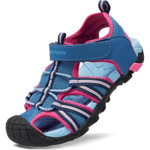 image:imageDREAM PAIRS Boys Girls Outdoor Summer Sport Athletic Sandals for ToddlerLittleBig KidNavyFuchsiaMint