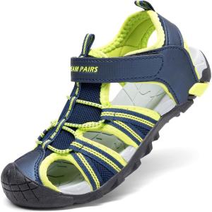 image:imageDREAM PAIRS Boys Girls Outdoor Summer Sport Athletic Sandals for ToddlerLittleBig KidNavyNeon Green
