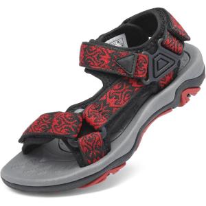 image:imageDREAM PAIRS Boys Girls Sandals Kids Adventurous LightWeight Adjustable Straps Summer Water Shoes ToddlerLittle KidBig KidBlackRed