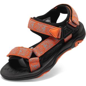 image:imageDREAM PAIRS Boys Girls Sandals Kids Adventurous LightWeight Adjustable Straps Summer Water Shoes ToddlerLittle KidBig KidOrangeBlack