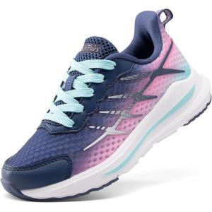 image:imageDREAM PAIRS Boys Girls Shoes Kids Tennis Athletic Running Footwear Lace Up Walking DuraPlay Breathable Lightweight Sneakers for LittleBig KidDark BluePink