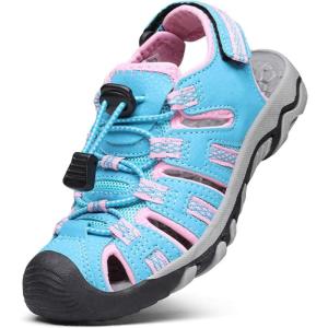 image:imageDREAM PAIRS Boys Girls Summer Outdoor Athletic Sport Sandals Walking Hiking Hook and Loop Adjustable Multicolor for ToddlerLittleBig KidsBabyBluePink