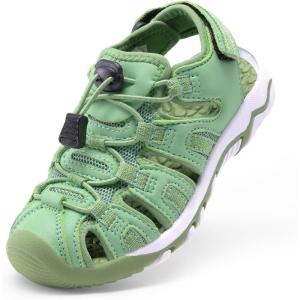 image:imageDREAM PAIRS Boys Girls Summer Outdoor Athletic Sport Sandals Walking Hiking Hook and Loop Adjustable Multicolor for ToddlerLittleBig KidsGreen