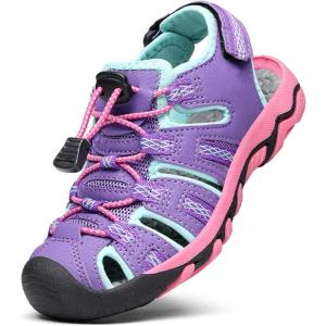 image:imageDREAM PAIRS Boys Girls Summer Outdoor Athletic Sport Sandals Walking Hiking Hook and Loop Adjustable Multicolor for ToddlerLittleBig KidsLavenderBabyBlueFuchsia