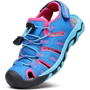 image:imageDREAM PAIRS Boys Girls Summer Outdoor Athletic Sport Sandals Walking Hiking Hook and Loop Adjustable Multicolor for ToddlerLittleBig KidsNavyFuchsiaMint