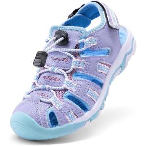 image:imageDREAM PAIRS Boys Girls Summer Outdoor Athletic Sport Sandals Walking Hiking Hook and Loop Adjustable Multicolor for ToddlerLittleBig KidsPurple