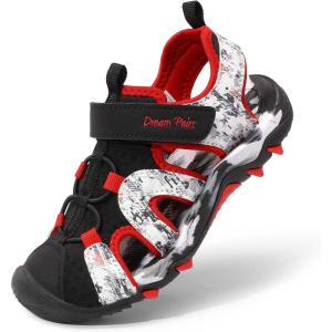 image:imageDREAM PAIRS Boys Girls Summer Outdoor Athletic Sport Sandals for ToddlerLittleBig KidBlackRed