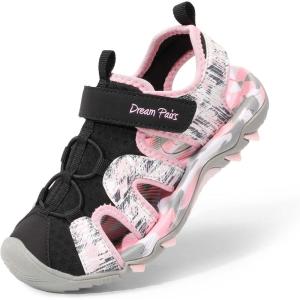 image:imageDREAM PAIRS Boys Girls Summer Outdoor Athletic Sport Sandals for ToddlerLittleBig KidPinkBlack